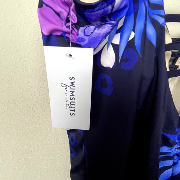 NWT Swimsuits for All One Piece Swimsuit‎ 24 – Pink Floral, Lattice Cut-Outs - Picture 3 of 7